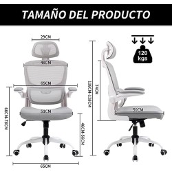 Cokos Silla Oficina ergonómica de Respaldo Alto con Soporte Lumbar Ajustable y reposacabezas Altura reclinable descansabrazos