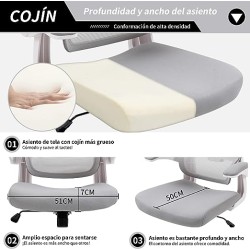 Cokos Silla Oficina ergonómica de Respaldo Alto con Soporte Lumbar Ajustable y reposacabezas Altura reclinable descansabrazos