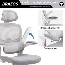 Cokos Silla Oficina ergonómica de Respaldo Alto con Soporte Lumbar Ajustable y reposacabezas Altura reclinable descansabrazos
