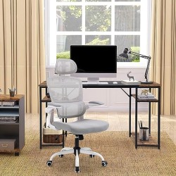 Cokos Silla Oficina ergonómica de Respaldo Alto con Soporte Lumbar Ajustable y reposacabezas Altura reclinable descansabrazos