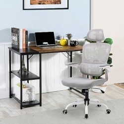 Cokos Silla Oficina ergonómica de Respaldo Alto con Soporte Lumbar Ajustable y reposacabezas Altura reclinable descansabrazos