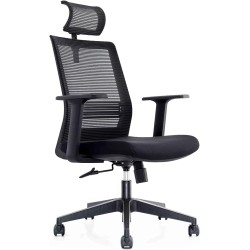 W SINWEDA E3 Silla Oficina ejecutiva con cabecera y Soporte Lumbar Ajustable Silla Gamer sillas para Sala de Juntas (Negro)