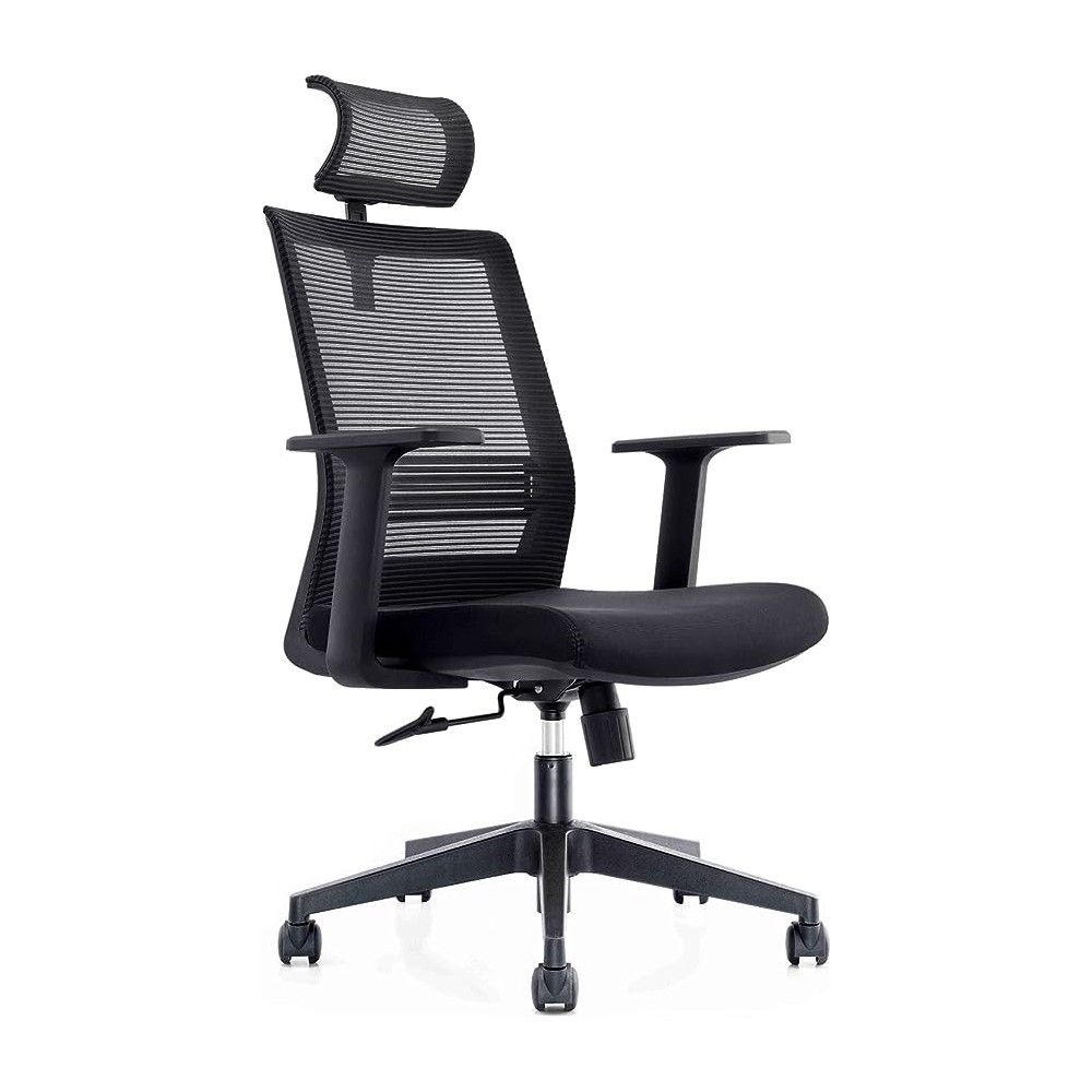 W SINWEDA E3 Silla Oficina ejecutiva con cabecera y Soporte Lumbar Ajustable Silla Gamer sillas para Sala de Juntas (Negro)