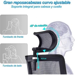 W SINWEDA E3 Silla Oficina ejecutiva con cabecera y Soporte Lumbar Ajustable Silla Gamer sillas para Sala de Juntas (Negro)