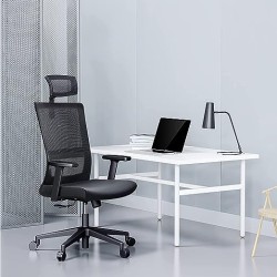 W SINWEDA E3 Silla Oficina ejecutiva con cabecera y Soporte Lumbar Ajustable Silla Gamer sillas para Sala de Juntas (Negro)