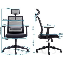 W SINWEDA E3 Silla Oficina ejecutiva con cabecera y Soporte Lumbar Ajustable Silla Gamer sillas para Sala de Juntas (Negro)