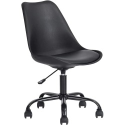 FurnitureR Silla de Oficina de Estilo Nórdico Fácil de Montar Silla de Trabajo Negro