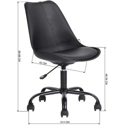 FurnitureR Silla de Oficina de Estilo Nórdico Fácil de Montar Silla de Trabajo Negro