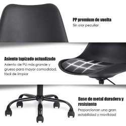 FurnitureR Silla de Oficina de Estilo Nórdico Fácil de Montar Silla de Trabajo Negro