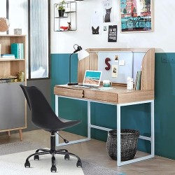 FurnitureR Silla de Oficina de Estilo Nórdico Fácil de Montar Silla de Trabajo Negro