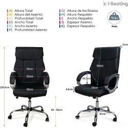 I SEATING Silla ejecutiva Oficina reclinable Silla Oficina ergonomica Silla ejecutiva Piel Escritorio Gamer para computadora