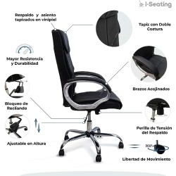 I SEATING Silla ejecutiva Oficina reclinable Silla Oficina ergonomica Silla ejecutiva Piel Escritorio Gamer para computadora