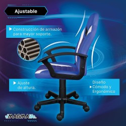 MAGMALIFE Silla Gamer Anatómica, Silla Gamer Juvenil Ideal para Videojuegos o PC (Electric Blue)