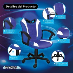 MAGMALIFE Silla Gamer Anatómica, Silla Gamer Juvenil Ideal para Videojuegos o PC (Electric Blue)