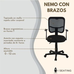 I SEATING Silla Oficina ejecutiva con Soporte en Respaldo para Escritorio para computadora Negra Silla Gamer