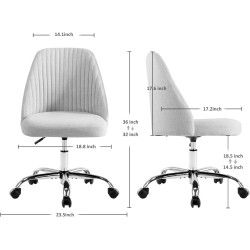MCQ Silla de Oficina en casa, Silla de Trabajo giratoria Ajustable de Tela de Sarga sin Brazos para Espacios pequeños