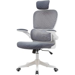 EKE Silla Ejecutiva Escritorio Oficina Ergonomica Moderna Mesh Fresca Tela Duradera (Gris)