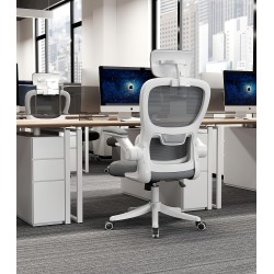 EKE Silla Ejecutiva Escritorio Oficina Ergonomica Moderna Mesh Fresca Tela Duradera (Gris)