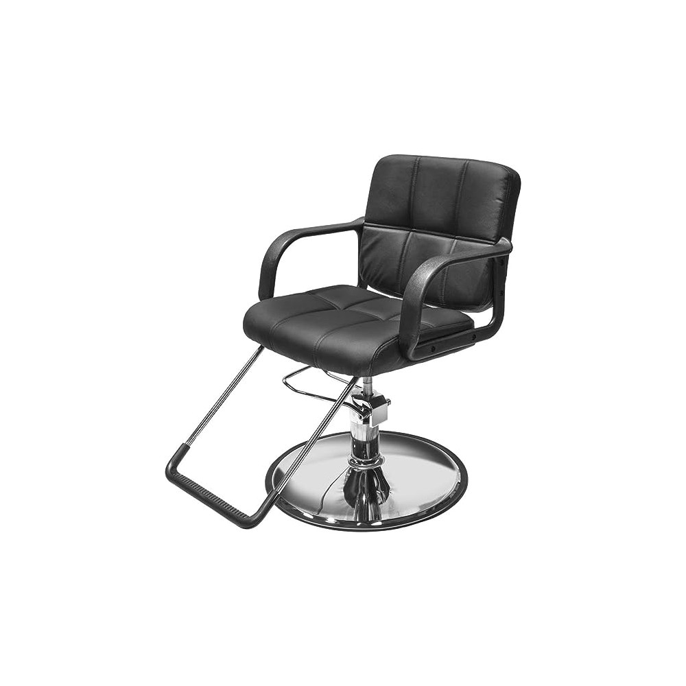 TOPLIVING Silla para Peluqueria O Barbería, Estética o Salón, Giratoria, Altura Regulable, Hidraulica Color Negro