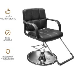 TOPLIVING Silla para Peluqueria O Barbería, Estética o Salón, Giratoria, Altura Regulable, Hidraulica Color Negro