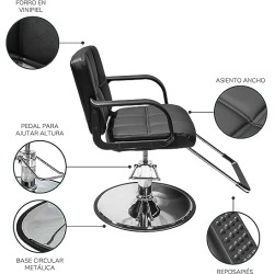 TOPLIVING Silla para Peluqueria O Barbería, Estética o Salón, Giratoria, Altura Regulable, Hidraulica Color Negro