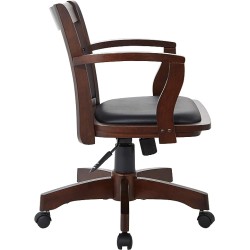 OSP Home Furnishings Silla de computadora de Madera de Lujo con Asiento Acolchado, Acabado Espresso y Vinilo Negro