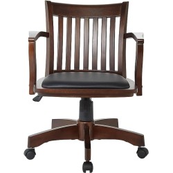 OSP Home Furnishings Silla de computadora de Madera de Lujo con Asiento Acolchado, Acabado Espresso y Vinilo Negro
