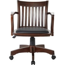 OSP Home Furnishings Silla de computadora de Madera de Lujo con Asiento Acolchado, Acabado Espresso y Vinilo Negro