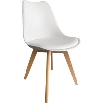 Begônia Home & Deco Set De 2 Sillas Begônia Alcolchonadas Tulip Patas De Madera Sillas Comedor Muebles para Cocina (Blanco)
