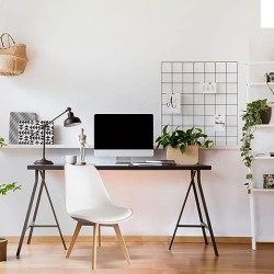 Begônia Home & Deco Set De 2 Sillas Begônia Alcolchonadas Tulip Patas De Madera Sillas Comedor Muebles para Cocina (Blanco)