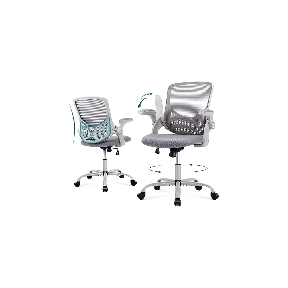 STAFFPENGUIN Silla de Oficina, Silla ergonómica para computadora con Soporte Lumbar Ajustable en Altura, Gris
