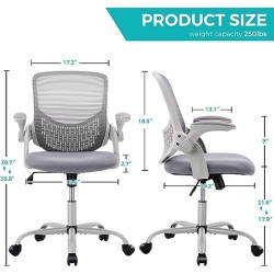 STAFFPENGUIN Silla de Oficina, Silla ergonómica para computadora con Soporte Lumbar Ajustable en Altura, Gris