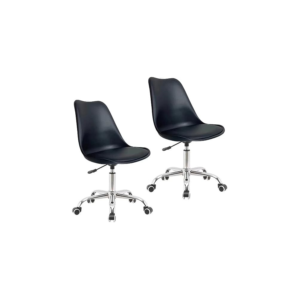 EKE Set 2 Sillas Eames Acojinadas con Ruedas Oficina Minimalista Comodas Alta Calidad Base de Metal