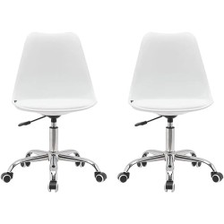 EKE Set 2 Sillas Eames Acojinadas con Ruedas Oficina Minimalista Comodas Alta Calidad Base de Metal