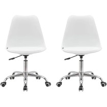EKE Set 2 Sillas Eames Acojinadas con Ruedas Oficina Minimalista Comodas Alta Calidad Base de Metal