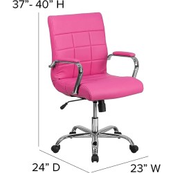 Flash Furniture Silla de Oficina giratoria ejecutiva de Vinilo Rosa con Base cromada y Brazos 40 x 23 x 24 Pulgadas