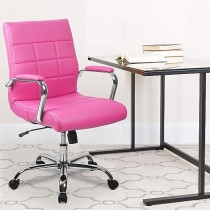 Flash Furniture Silla de Oficina giratoria ejecutiva de Vinilo Rosa con Base cromada y Brazos 40 x 23 x 24 Pulgadas