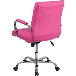 Flash Furniture Silla de Oficina giratoria ejecutiva de Vinilo Rosa con Base cromada y Brazos 40 x 23 x 24 Pulgadas
