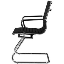 OFIK Silla de Visita de Piel Sintética con Estructura Cromada Tipo Trineo Silla para Área de Visitas Modelo Vista