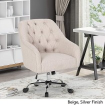 Great Deal Furniture Uriel - Silla de Oficina con Base giratoria, Color Beige y Plateado