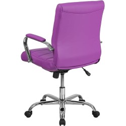 Flash Furniture Mid-Back Purple Vinyl Executive Swivel Chair with Chrome Base and Arms