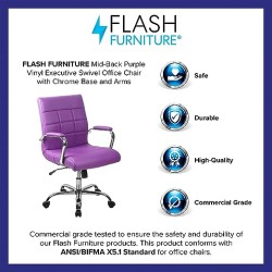 Flash Furniture Mid-Back Purple Vinyl Executive Swivel Chair with Chrome Base and Arms