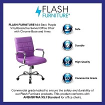Flash Furniture Mid-Back Purple Vinyl Executive Swivel Chair with Chrome Base and Arms