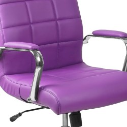 Flash Furniture Mid-Back Purple Vinyl Executive Swivel Chair with Chrome Base and Arms
