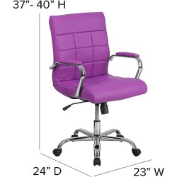 Flash Furniture Mid-Back Purple Vinyl Executive Swivel Chair with Chrome Base and Arms