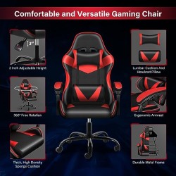 YSSOA Respaldo y Asiento de Altura Ajustable, Giratorio, Silla de Videojuegos ergonómica para Oficina, computadora