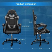 Simple Deluxe Respaldo y Asiento de Altura Ajustable, Giratorio, Silla de Videojuegos ergonómica, sin reposapiés, Negro/Gris