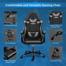 Simple Deluxe Respaldo y Asiento de Altura Ajustable, Giratorio, Silla de Videojuegos ergonómica, sin reposapiés, Negro/Gris