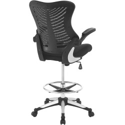 Modway Charge Drafting Chair In Black - Reception Desk Chair - Tall Office Chair For Adjustable Standing Desks