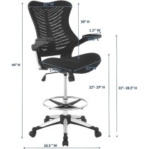 Modway Charge Drafting Chair In Black - Reception Desk Chair - Tall Office Chair For Adjustable Standing Desks